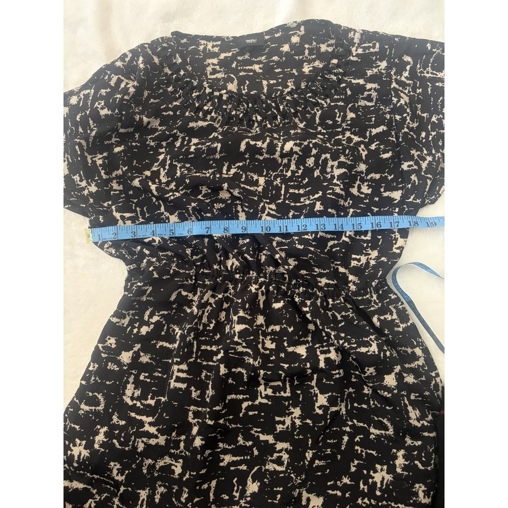 Women's Mossimo Dress Sz L elastic waist black/beige cap slv polyester - Picture 8 of 10